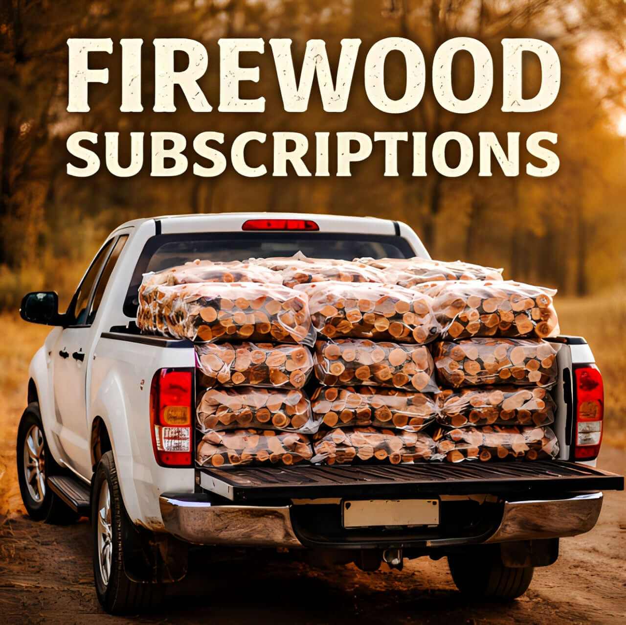 Firewood subscriptions Cape Town by Mother City Firewood – loaded delivery bakkie with premium hardwood bags for reliable regular replenishment.