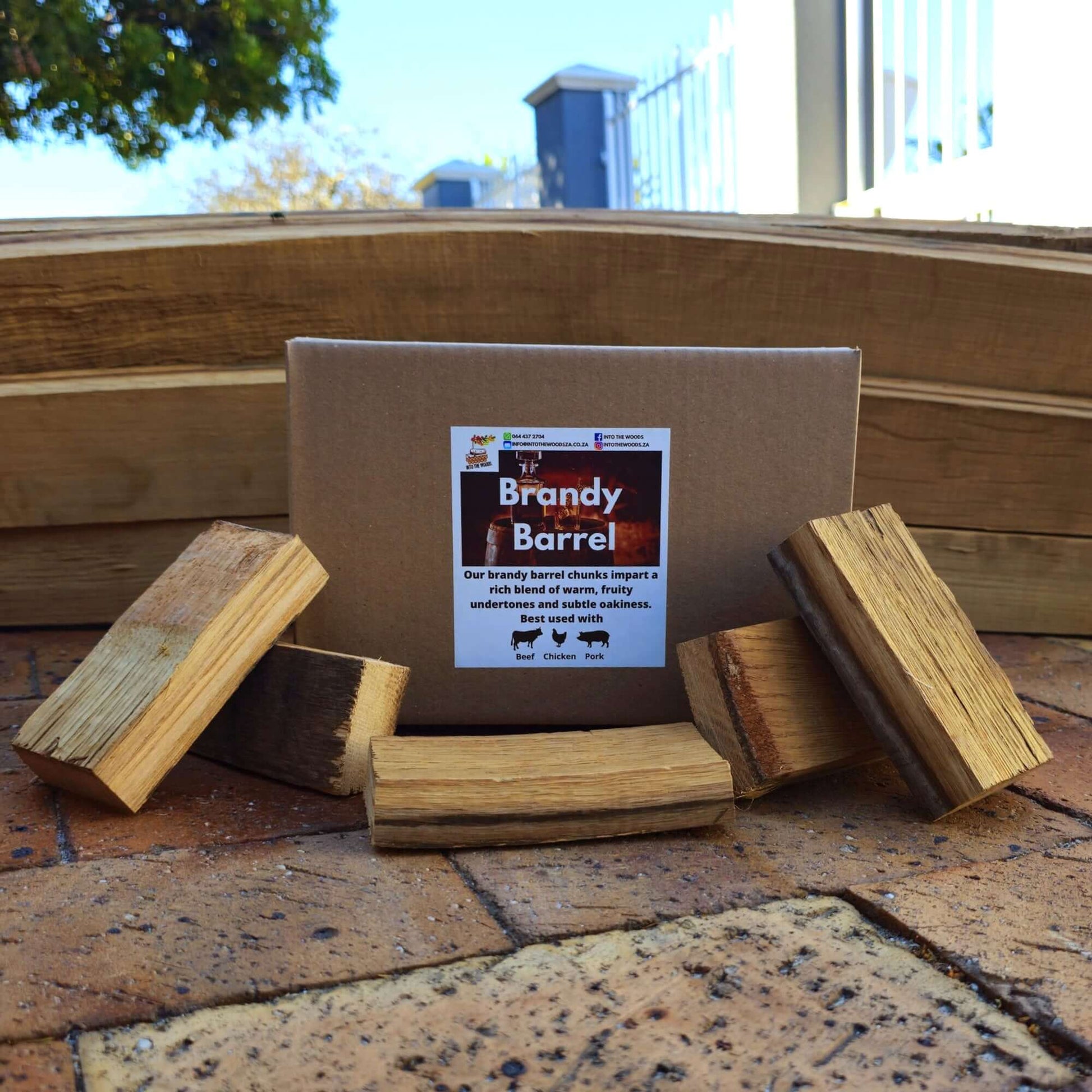Brandy Barrel Wood Smoking Chunks for sale near Cape Town at low prices, Order Per Box with Delivery